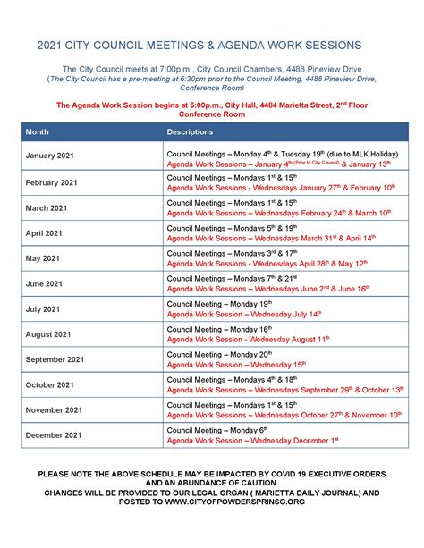 city council meeting schedule.